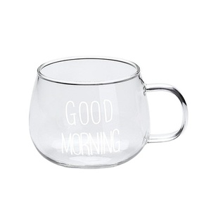 Bevande Dessert colazione tazza di vetro tazza di latte manico bicchieri lettera stampata trasparente in vetro creativo tazza da tè - Product Image 2