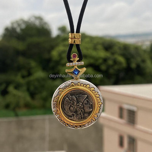 Collier en moissanite plaqué or 18 carats pour femme, avec pendentif pièce de monnaie grecque rétro en argent 925, livraison gratuite - Product Image 2