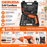 DERUIDA Perceuse-visseuse sans fil rechargeable 3,6 V, outil électrique portable multifonction pour le perçage du bois