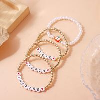 Bracelets élastiques perlés plaqués or avec breloques étoiles et lunes mignonnes et pendentif planète pour bébés filles