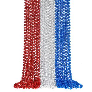 <span class=keywords><strong>Pas</strong></span> <span class=keywords><strong>cher</strong></span> en vrac 4 juillet accessoires 33 pouces métallisé <span class=keywords><strong>rouge</strong></span>/argent/bleu colliers de perles pour la journée patriotique, faveur de fête de carnaval - Product Image 1