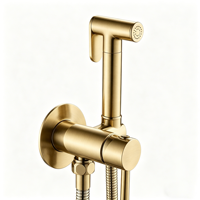 Ensemble de douche à main mural en laiton doré brossé moderne avec pulvérisateur de bidet et robinet d'angle, écologique, pour salle de bain, toilettes, hôtel