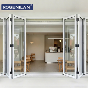 Puertas Plegables de Aluminio para Tormentas, Eficientes Energéticamente, de Doble Cristal Bajo Emisivo, para Patio, Proveedor Chino Rogenilan - Product Image 2