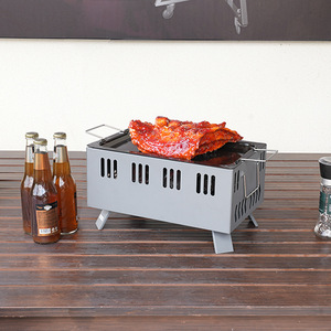 Portable Outdoor Barbecue Grill Square Mini Tabletop Grill With Frying Pan 2 In 1 Camping Grills - Product Image 1