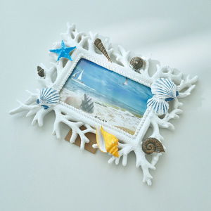 Marco de Fotos de Resina con Conchas Marinas Mediterráneas, 6 Pulgadas, Adorno Hecho a Mano para Mesa, Decoración de Boda - Product Image 4