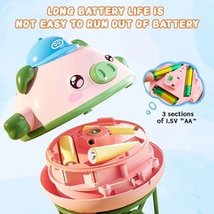 Juguete de equilibrio Roly-poly: Cerdo giroscópico que camina sobre un hilo, monociclo de juguete, giroscopio de dedo, de plástico ecológico, verde y rosa - Product Image 2