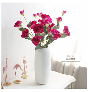 Flores artificiales M801 de alta calidad, 4 cabezas, <span class=keywords><strong>Eustoma</strong></span>, lssellianum, para fondo de fiesta de boda, sala de estar, mesa de comedor, decoración - Product Image 5