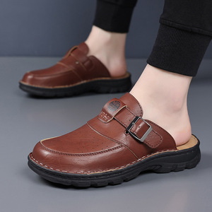 รองเท้าแตะแบบปิดส้นสีดำพร้อมสายรัดแบบหัวเข็มขัด พื้นหนา 3.5 ซม. สำหรับผู้ชายและผู้หญิง สวมใส่ลำลองกลางแจ้ง - Product Image 4