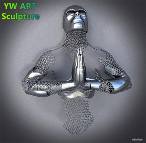 Tùy chỉnh 3D bức tranh tường nghệ thuật điêu khắc, hiện đại trừu tượng cơ thể con người ôm tình yêu ẩn dụ, thép không gỉ tượng - Product Image 2