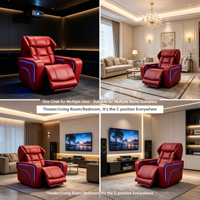 Nouveau style canapé trois places électrique inclinable en cuir véritable et tissu, tendance internet, moderne et minimaliste, avec éclairage LED d'ambiance et rembourrage en mousse solide