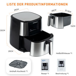 Freidora de Aire Digital de 8L, 1800W, Pantalla LED Táctil, 7 Programas Preestablecidos, Circulación 360°, Cesta Apta para Lavavajillas, Lista para RV, Saludable - Product Image 6