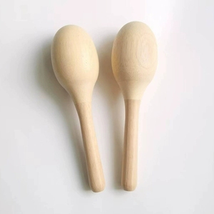 Wholesale Egg Shape Natural Wood Maracas Orff Percussion Instrument For Toddler Rattle Early <b>Musical</b> Sensory - Product Image 3