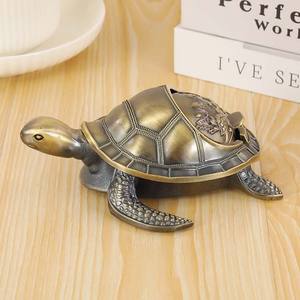Cendrier portable minimaliste en métal avec couvercle décoré de tortue, forme ronde, design sur pied pour la maison et la <span class=keywords><strong>voiture</strong></span> - Product Image 5