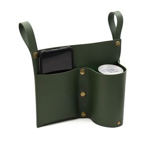 Organisateur latéral en cuir PU avec deux poches, porte-gobelet portable et pochette de rangement pour téléphone pour chaise de camping (vente en gros) - Product Image 3