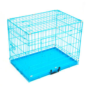 Mavi renk fabrika toptan katlanır Metal köpek sandık kedi hayvan kafesi köpek kulübesi kafes - Product Image 1