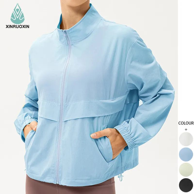 Plus Size Long Sleeve Sportswear Casual Style Zip-Up Coat Workout Gym Wear Fitness Clothing Women Sun-protective Running Jacket