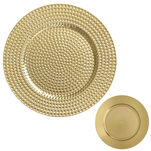 Décoration <span class=keywords><strong>de</strong></span> table ronde élégante pour mariages, événements, dîners gastronomiques, fêtes - Assiette <span class=keywords><strong>de</strong></span> présentation martelée dorée <span class=keywords><strong>de</strong></span> luxe en plastique - Product Image 2