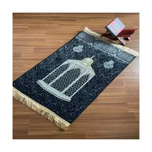 Tapis de prière musulman en velours floral en diamant doré, fait à la machine, à poils coupés, antidérapant, lavable, pour <span class=keywords><strong>les</strong></span> voyages et la maison, cadeau - Product Image 6