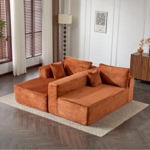 Compression Sectional Convertible Set Comfy Chaise Boneless Square Shape <b>Sofa</b> Deep Seat Minimalist Modular <b>Sleeper</b> Living Room - Product Image 6