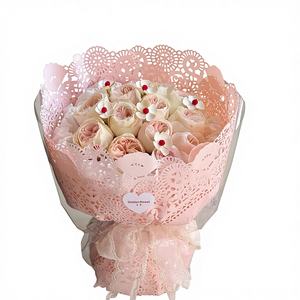 Papier d'emballage floral <span class=keywords><strong>Taimi</strong></span> en papier de soie imprimé encre et coton, motif fromage au sel de mer et dentelle creuse, 3950 cm/50 cm de diamètre, Fête des Mères - Product Image 1