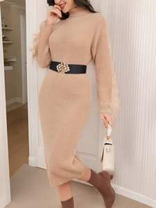 Ensemble deux pièces style doux pour les femmes automne et hiver Nouvel article Cardigan tricoté <span class=keywords><strong>mi</strong></span>-long, <span class=keywords><strong>pull</strong></span>, veste, <span class=keywords><strong>robe</strong></span> camisole - Product Image 5