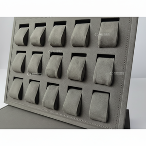 Haut de gamme MDF bois montre stockage vitrine velours coussin daim bijoux plateau pour montre affichage - Product Image 1