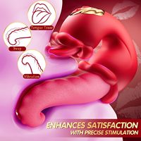 Vibrador de Lengua Oscilante para Lamer Estimulador de Clítoris Femenino Herramientas de Masturbación Rosa de Vibración Dildo con Empuje Juguetes Sexuales para Mujeres 18