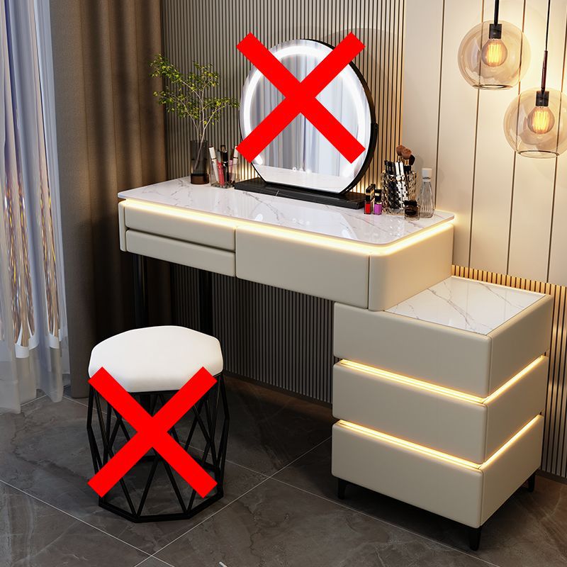 100cm khaki table and cabinet [no mirror, no stool]