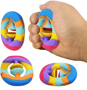 New Silicone Fidget Grip Ring Toy Autism Stress Reliever Anxiety Relief Squeeze Extrusion Hand Grips Antistress Toys