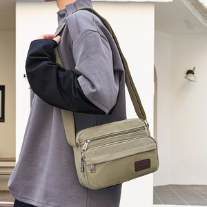Fashion Outdoor Wholesale Custom Logo Durable <b>Large</b> Capacity Waterproof Men's Fashion <b>Canvas</b> Crossbody Messenger <b>Bag</b> - Product Image 5