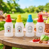 Ensemble de flacons de sauce miniatures de 25 ml |   Bouteilles à presser portables |   Matériel PE de qualité alimentaire pour boîte à bento et accessoires de pique-nique