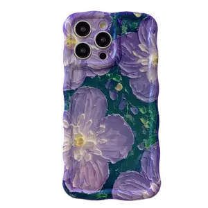 Green Leaves Purple Yellow Curly Fame Phone Case For iPhone 11 12 13 14 15 Pro Max