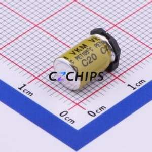 ตัวเก็บประจุอิเล็กโทรไลต์อะลูมิเนียมแบบ SMD รุ่น VKMC1001E121MV, ขนาด D6.3xL10 มม., 120uF, 20%, 25V, 486mA-100kHz - Product Image 2