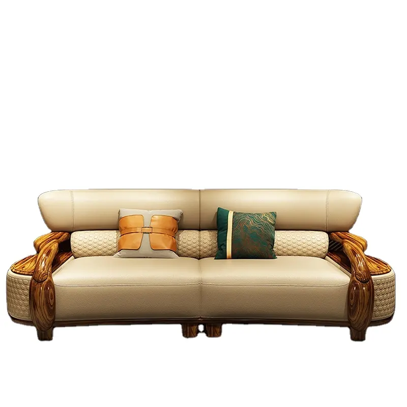 Abanoz deri kalın deri yeni stil büyük ve küçük ev tipi katı ahşap modern ışık lüks oturma odası kanepe mobilya