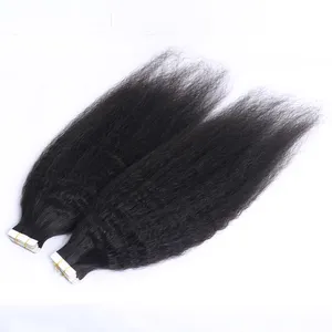 USA European Best Wholesale Price 100% Human Hair invisible Tape in Double Drawn Remy kinky straight Tape Hair Extensions