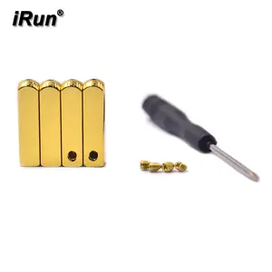 iRun High Quality 18K Shiny Gold DIY Metal Screw Aglets Tips Shoelace Tip Aglet Ends Sneaker Charms with tiny screwdriver set