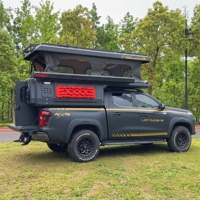 Camper léger en aluminium à toit relevable pour pick-up à benne courte, avec tente de couchage extensible et rangement