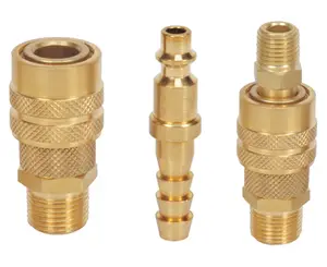 Single open and close pneumatic quick coupling, brass