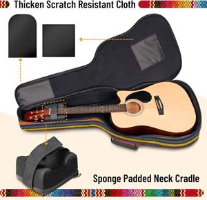 Muestra Gratuita de Funda para Instrumento Musical, Suave, con Acolchado de Terciopelo en el Interior, Funda para Guitarra Acústica, con Soporte Trasero - Product Image 6
