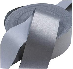 Ruban polyester tissu réfléchissant à coudre sur les vêtements <span class=keywords><strong>de</strong></span> sécurité du vêtement Logo personnalisé haute visibilité la <span class=keywords><strong>nuit</strong></span> noire - Product Image 2