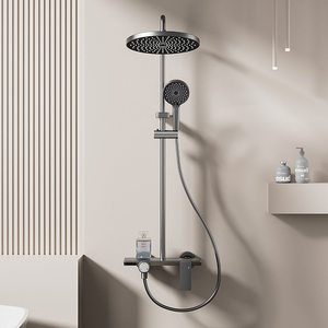 Juego de Ducha Moderno de Lujo en Gris Metálico para Hotel, Grifo Mezclador de Ducha, Sistema Completo para Baño, Efecto Lluvia, Alta Calidad - Product Image 1