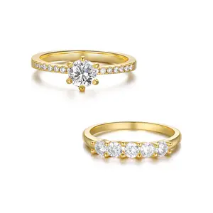 Neueste Finger Versprechen Ringe Mode Verlobung Gold Sterling Silber Moissan ite Hochzeit Fine Jewelry Ring für Frauen