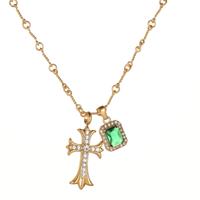 Collier en acier inoxydable plaqué or avec pendentif croix entièrement serti de diamants de haute qualité, unisexe, pour couple, cadeau de bijoux