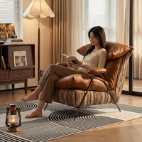 Fauteuil inclinable à dossier haut Rainuard - Accoudoirs en tissu moelleux et coussin épais pour salon, chambre et balcon