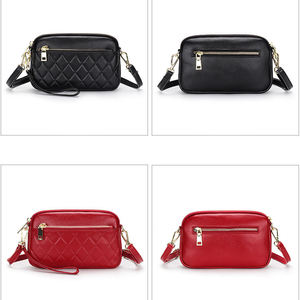 Small Shoulder <b>Bags</b> for Women Genuine Cow <b>Leather</b> Ladies Long Purse <b>Phone</b> Pocket Sling <b>Bag</b> Rhombus Pattern Cowhide - Product Image 3
