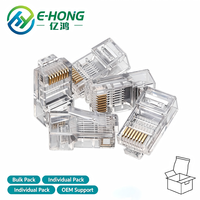 RJ45 8P8C CAT5e UTP Langkörper-Kristallstecker, Vergoldete Kontakte, Tief Eingelassener Modularer Stecker Anti-Oxidations-Beständig