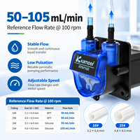 Pompe péristaltique à moteur pas à pas Kamoer KPAP160 24V, 50-105 ml/min, compacte, OEM, pour la dosage de liquides et l'intégration dans les équipements