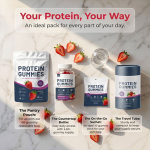 Gummies protéinés OEM 24g de protéines totales par sachet avec collagène et biotine, 6 paquets individuels pour la santé des cheveux, de la peau et des ongles - Product Image 5