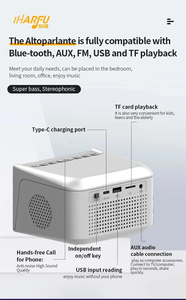 HF18W AUX Carte TF Radio FM Appels vocaux Multifonction 3 en 1 Réveil Écran Téléphone <span class=keywords><strong>portable</strong></span> Chargeur sans fil Haut-parleur Bluetooth - Product Image 3