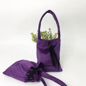 Custom Purple Velvet <b>Drawstring</b> Jewelry <b>Pouch</b> Bag Dust Bag for Handbags Luxury Carrier Bags Out Velvet for Earrings - Product Image 4